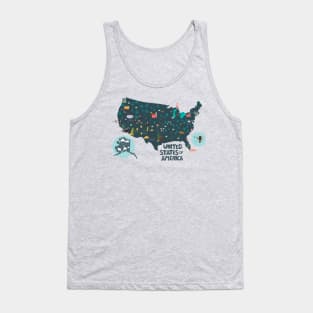 USA Illustrated Map Tank Top